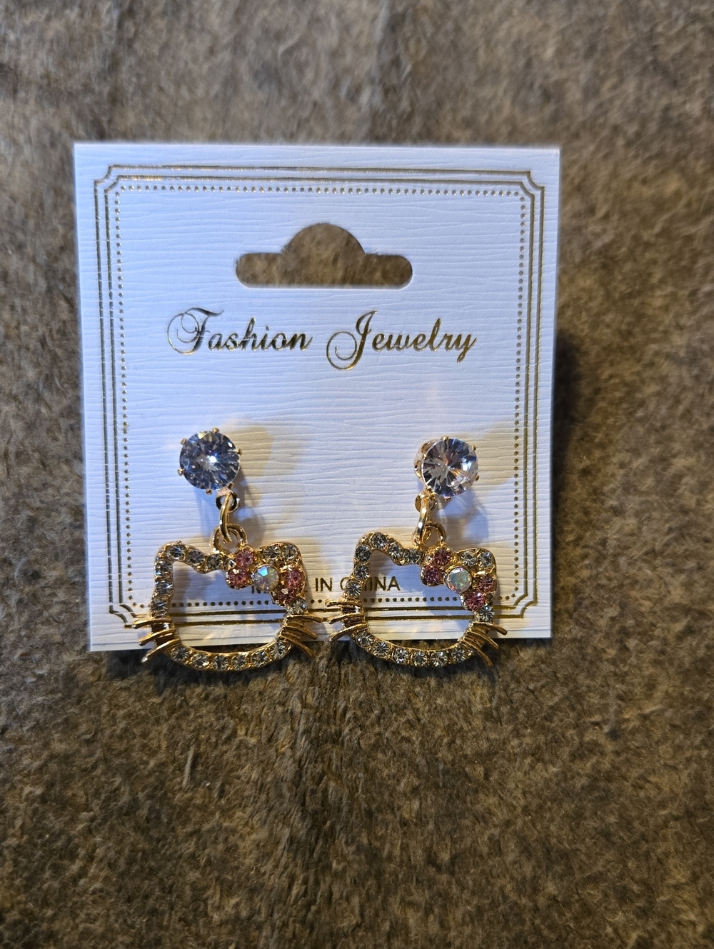 3/$10 Bundle Deals Gold Tone HK Drop Earrings with Pink and Clear Crystals